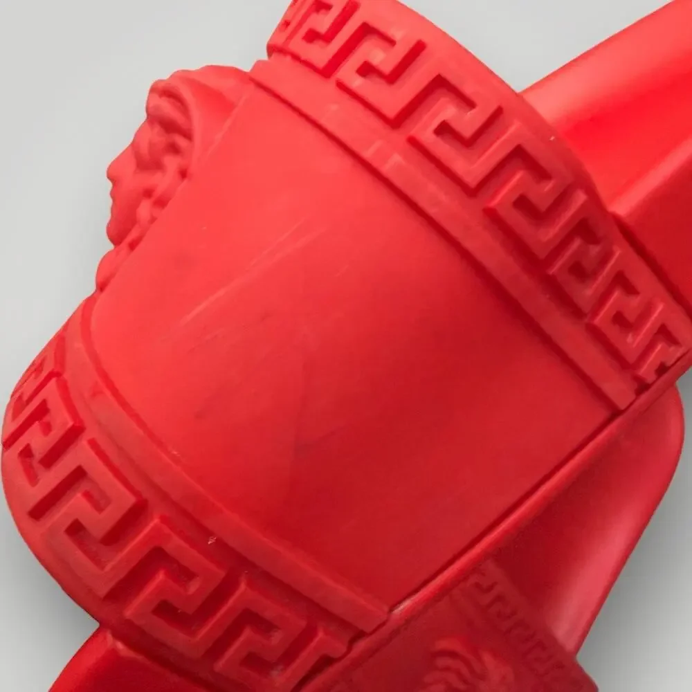 Versace Palazzo Red Rubber Slides Italian Size 41,5